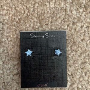 baby blue, jeweled star earrings